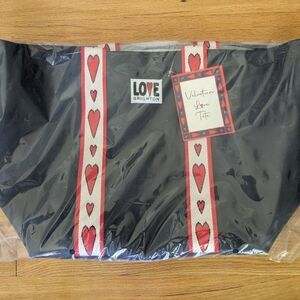 Brighton Love Collection Navy Blue Velveteen Tote with Red Heart Straps